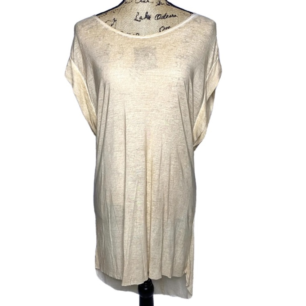 Umit Unal Beige Short Sleeve Tunic Shirt Top